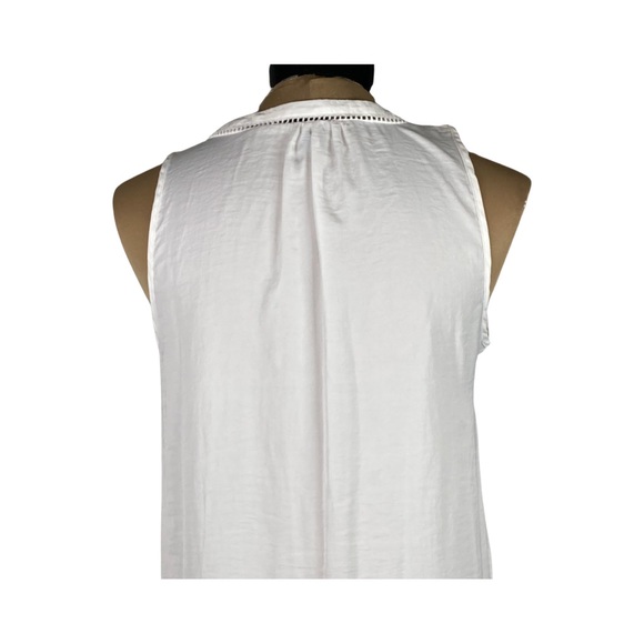 Mossimo Womens Sleeveless V-neck Flutter Hem Tie Neck Top Size S White - Picture 8 of 15